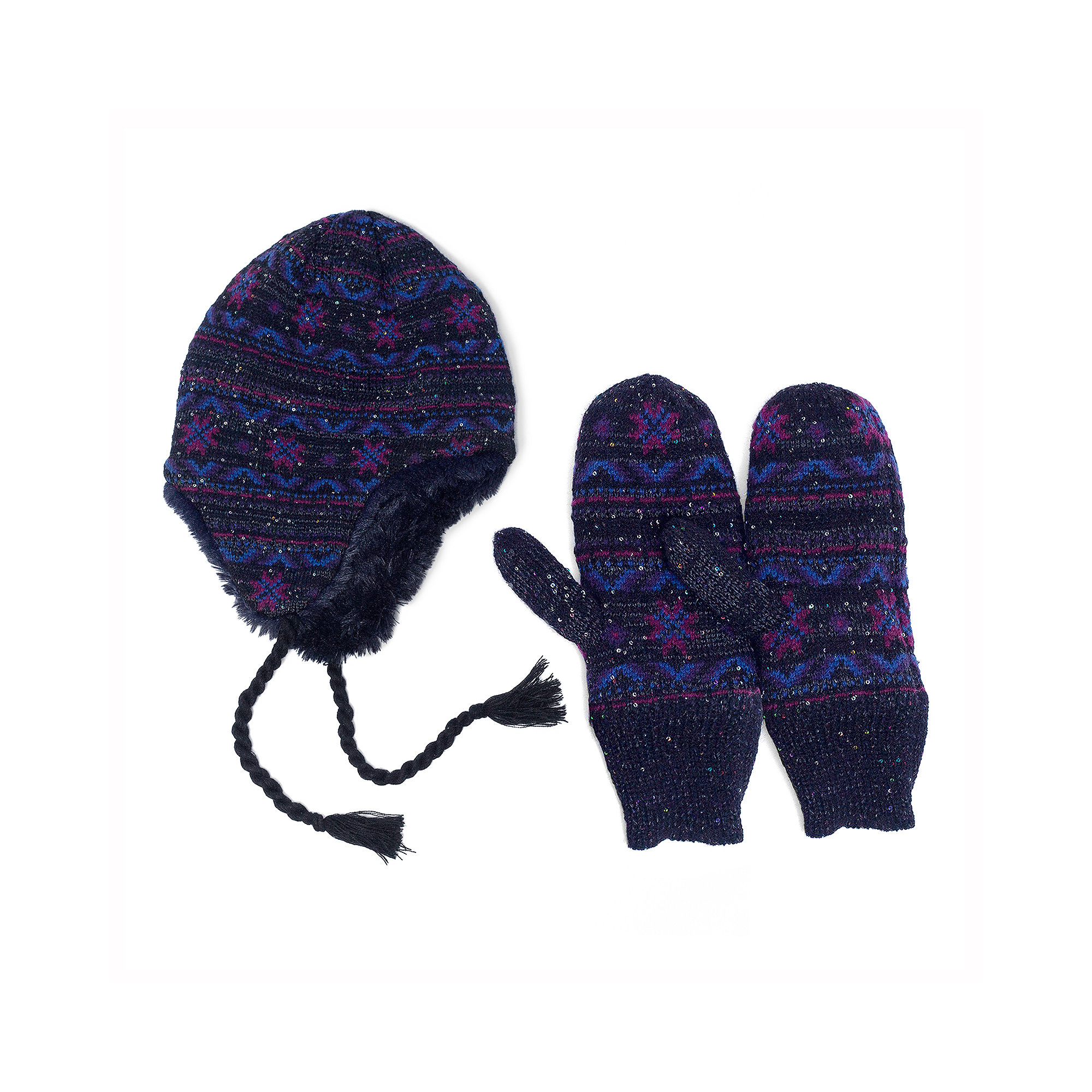 UPC 033977049833 product image for MUK-LUKS Sprinkled Snowflake Hat and Mittens Set | upcitemdb.com