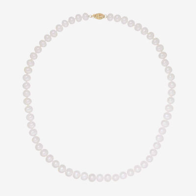 Sophia Fine Jewelry Freshwater White Pearl 7 Bracelet,14K Yellow Gold