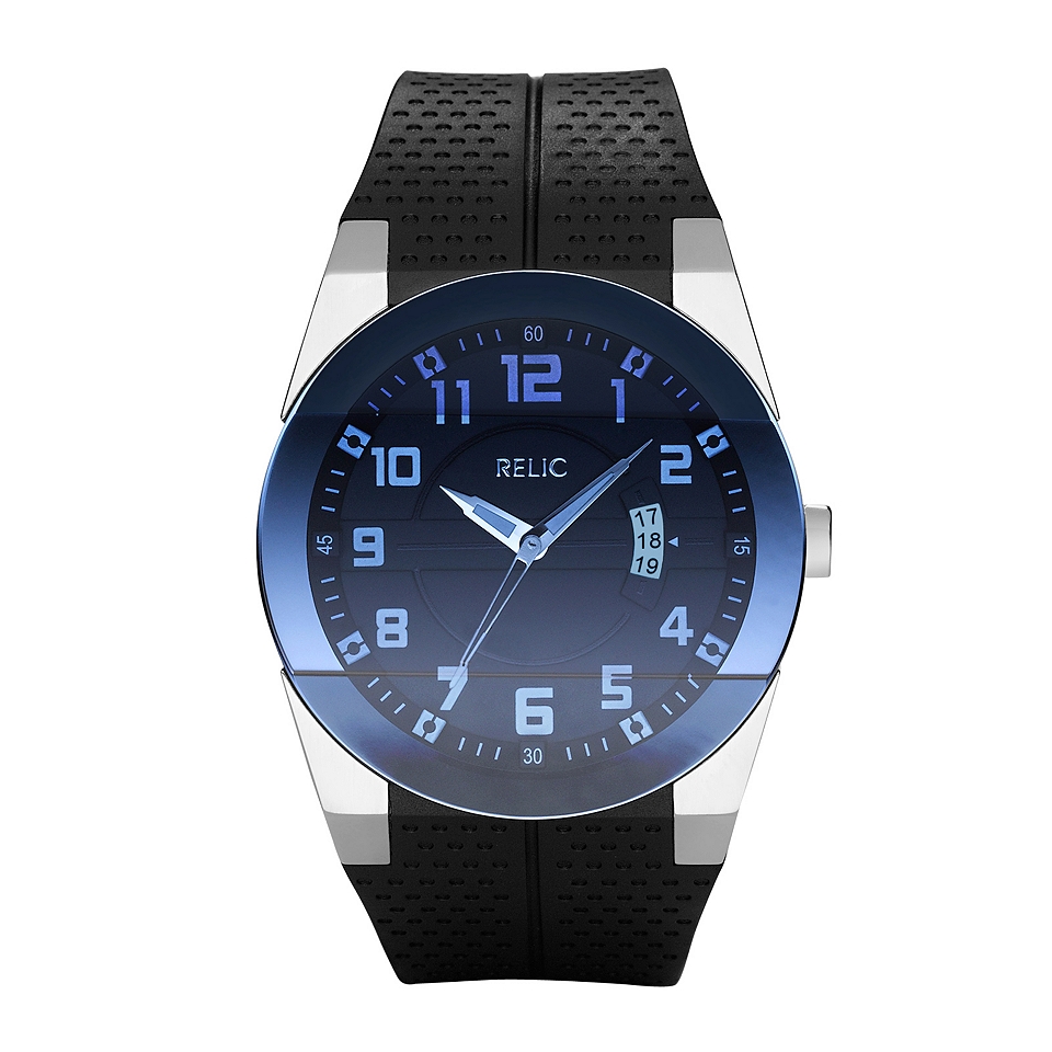 RELIC Mens Blue Dial Black Strap Watch