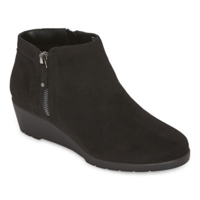 womens black wedge booties