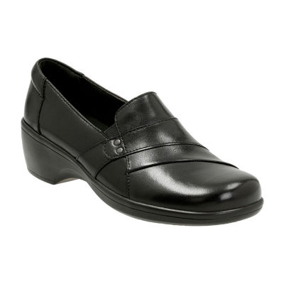 clarks leather slip on shoes