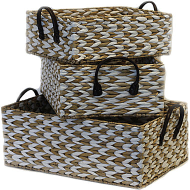 Baum-Essex 3-pc. Two-Tone Rush Storage Baskets 