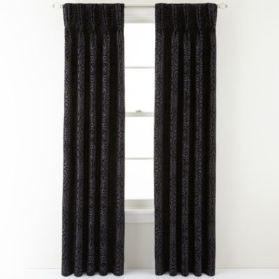 Royal Velvet Colebrook Pinch Pleat Curtain Panel Black On Popscreen