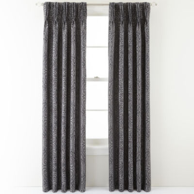 Royal Velvet Colebrook Pinch Pleat Curtain Panel Charcoal On