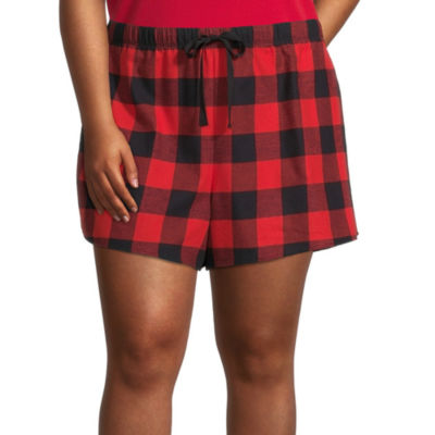 red plaid pajama shorts