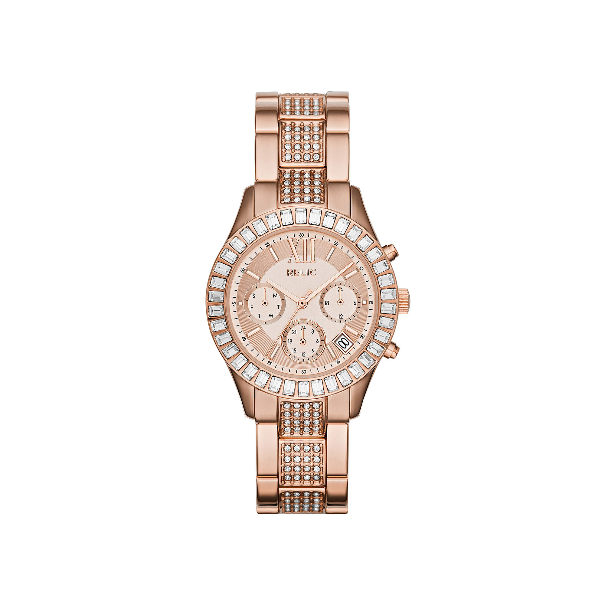 UPC 703357226146 product image for Relic Bailey Womens Crystal-Accent Rose-Tone Bracelet Watch ZR15802 | upcitemdb.com