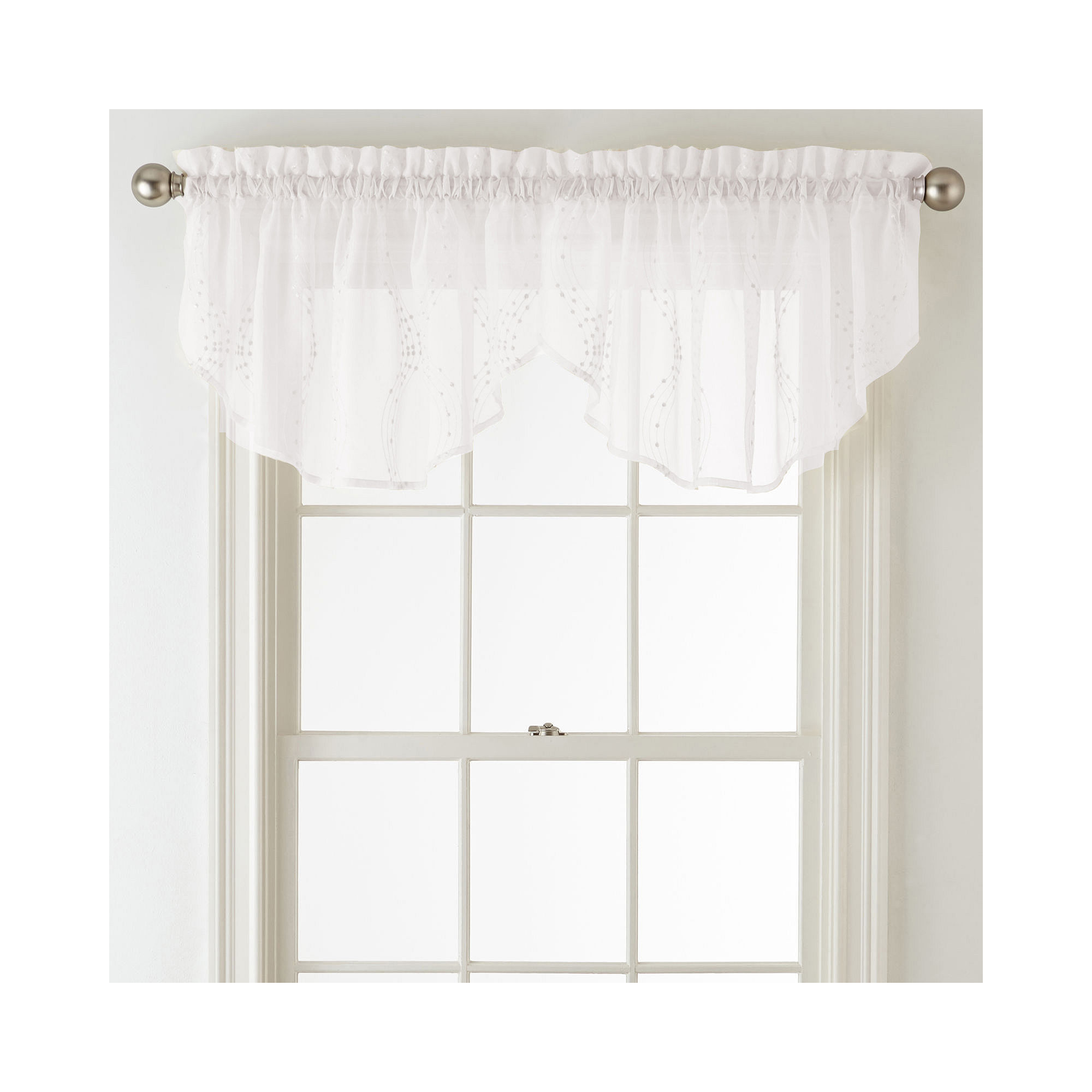 Liz Claiborne Lisette Ogee Embroidery Sheer Rod-Pocket Ascot Valance