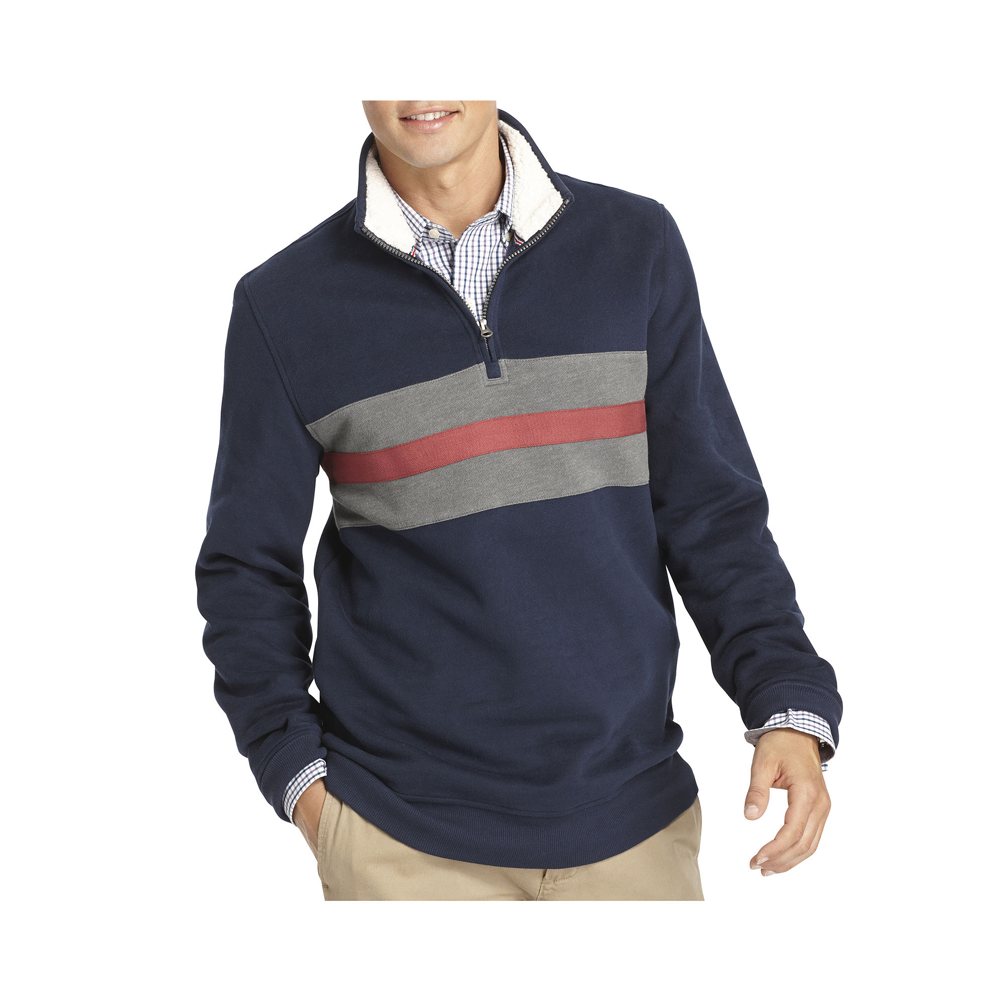 UPC 015844184731 product image for IZOD Rugby-Striped Quarter-Zip Pullover | upcitemdb.com