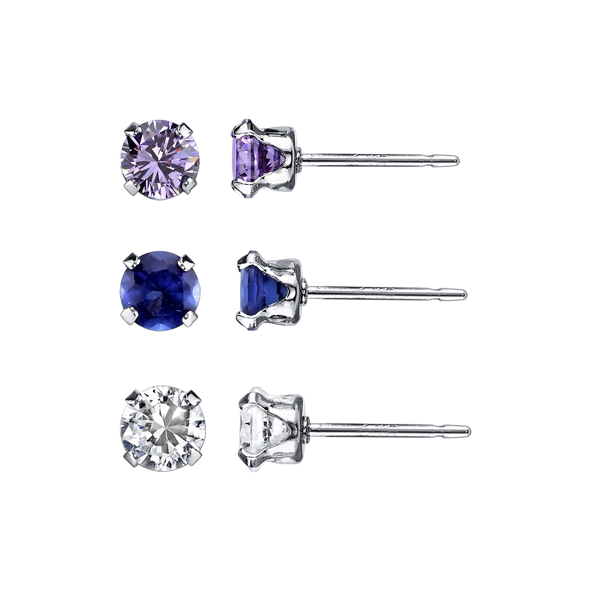 UPC 845105004238 product image for Multicolor Cubic Zirconia Sterling Silver 3-pr. Stud Earring Set | upcitemdb.com