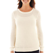 a.n.a® Long-Sleeve Mesh Stitch Sweater