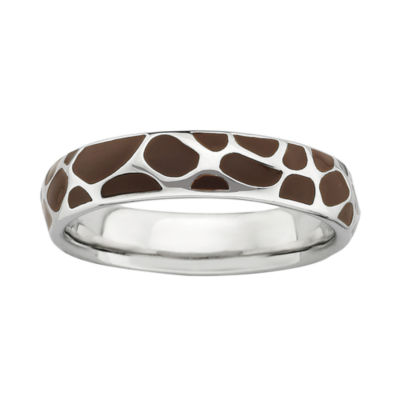 Sterling Silver Polished Enameled Animal Print Ring by Stackable Expressions Best Quality Free Gift Box