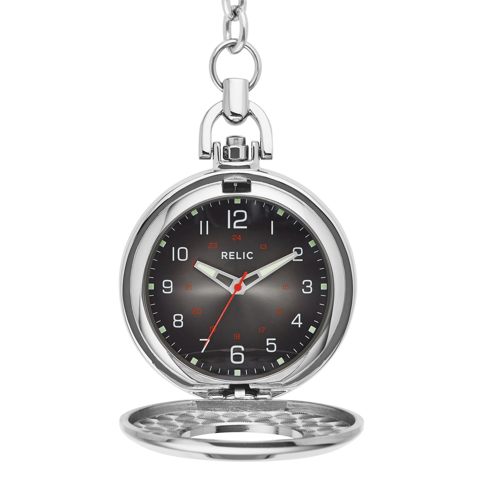 UPC 703357210848 product image for Relic Mens Black Dial Stainless Steel Pocket Watch | upcitemdb.com