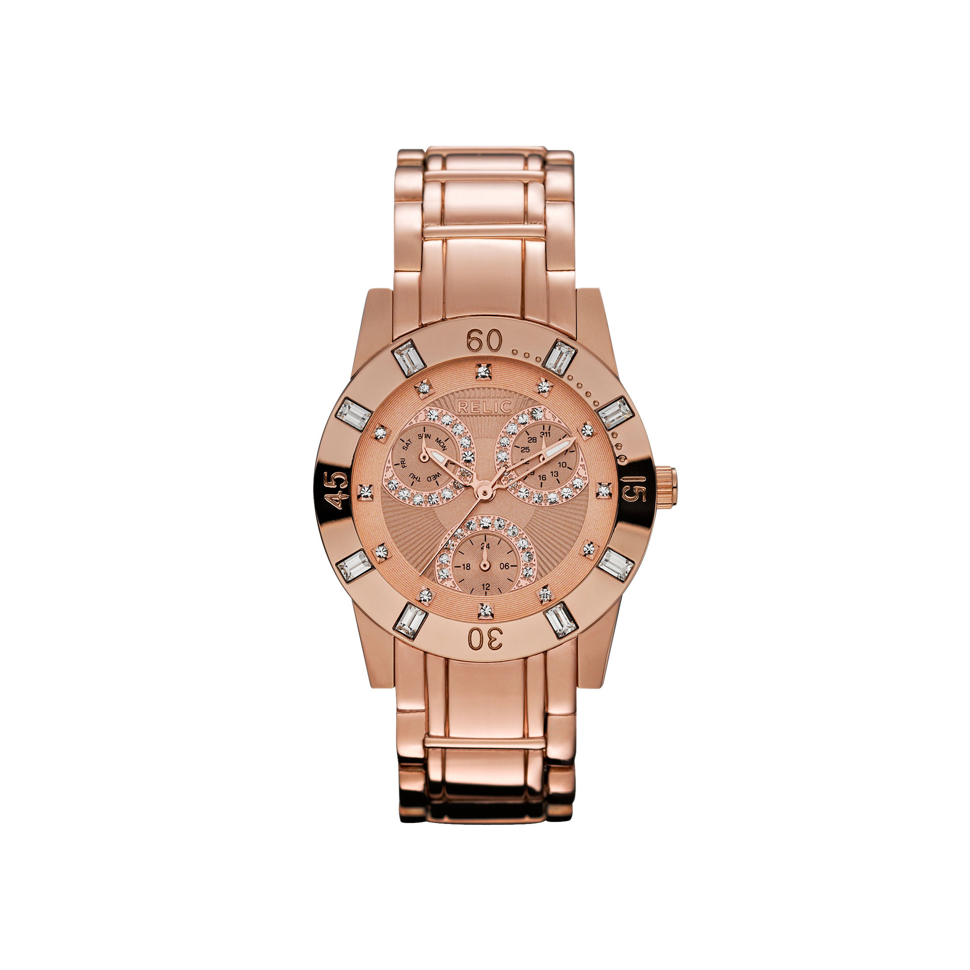 UPC 723765264813 product image for Relic Beth Womens Rose-Tone Crystal-Accent Multifunction Watch | upcitemdb.com