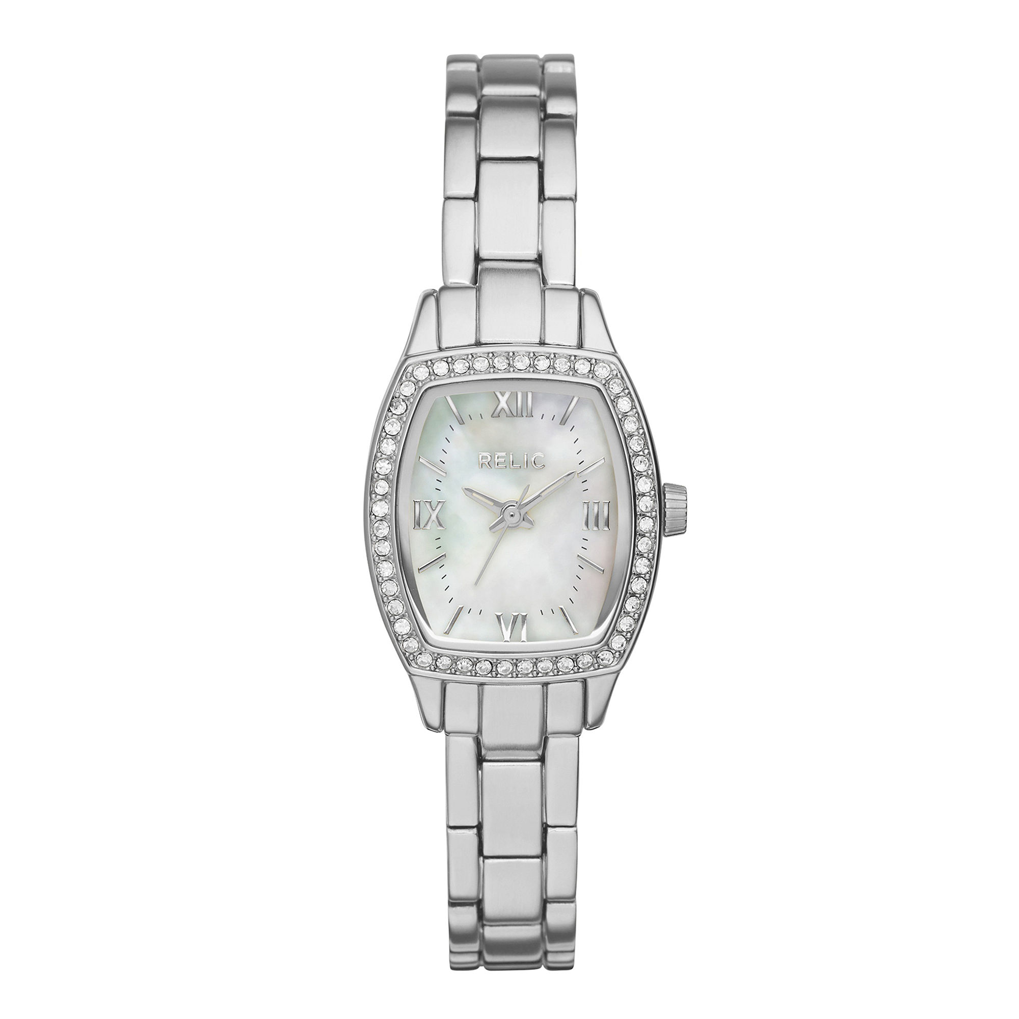 UPC 703357210404 product image for Relic Lillian Womens Crystal-Accent Silver-Tone Bracelet Watch | upcitemdb.com