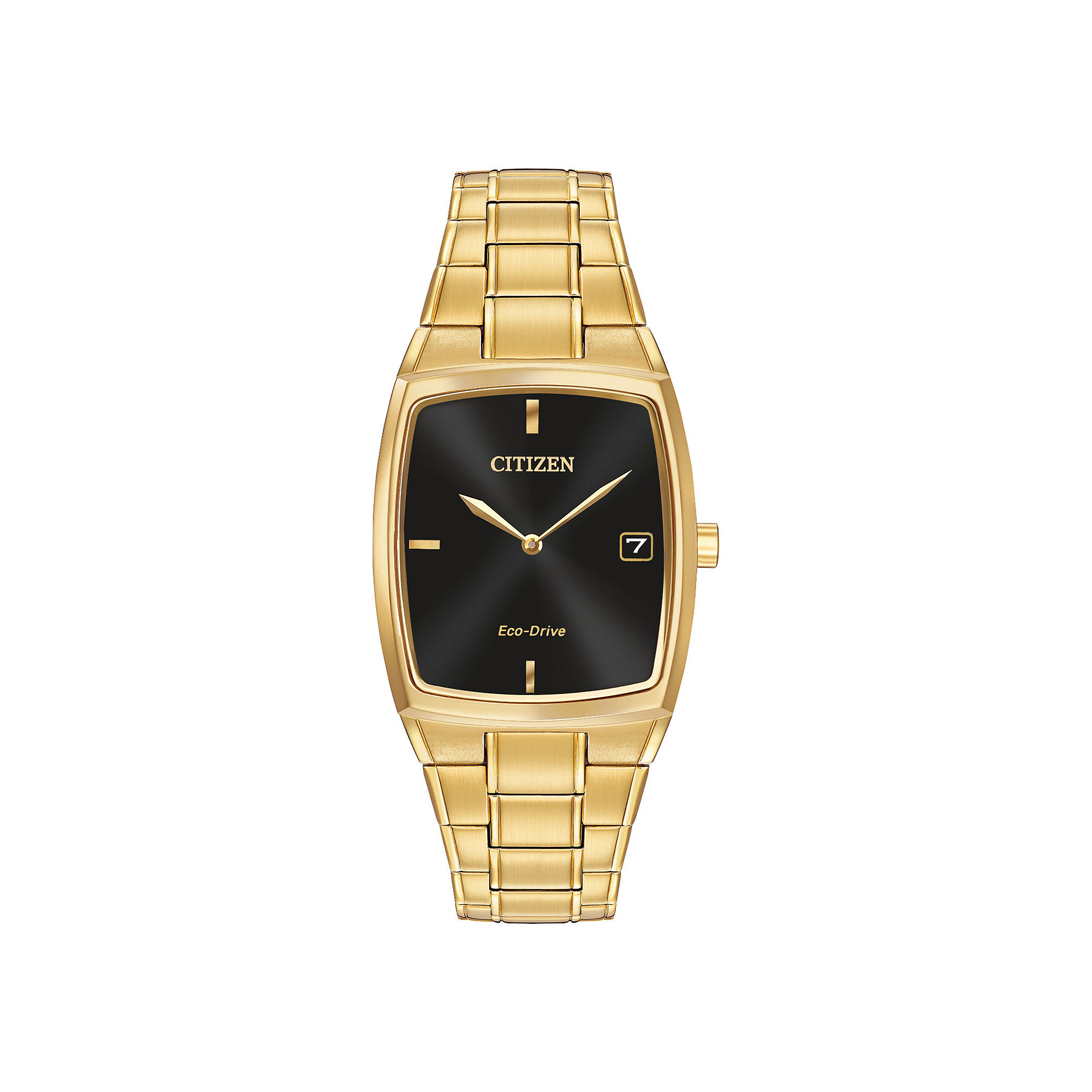 UPC 013205111662 product image for Citizen Eco-Drive Mens Rectangular Gold-Tone Stainless Steel Watch AU1072-52E | upcitemdb.com