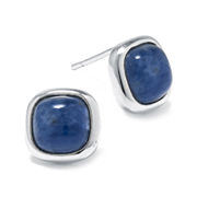 Blue Sodalite Sterling Silver Square Stud Earrings