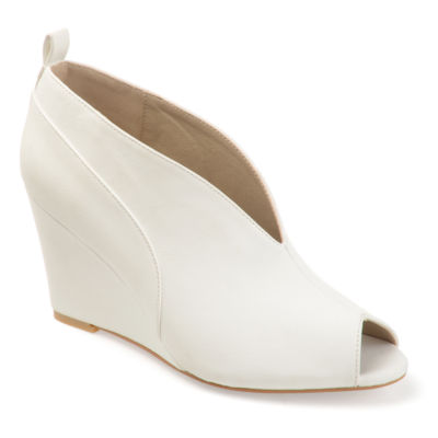 journee collection womens connor pumps zip open toe wedge heel