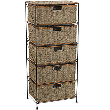 Household Essentials® Seagrass/Rattan 5-Drawer Storage Unit 