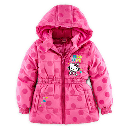 UPC 888393026254 product image for Hello Kitty Flocking Print Hooded Puffer Jacket - Girls 4-6x | upcitemdb.com