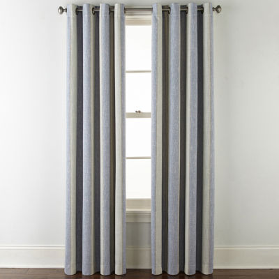 Jcpenney Home Sullivan Stripe Bo Blackout Grommet Top Curtain