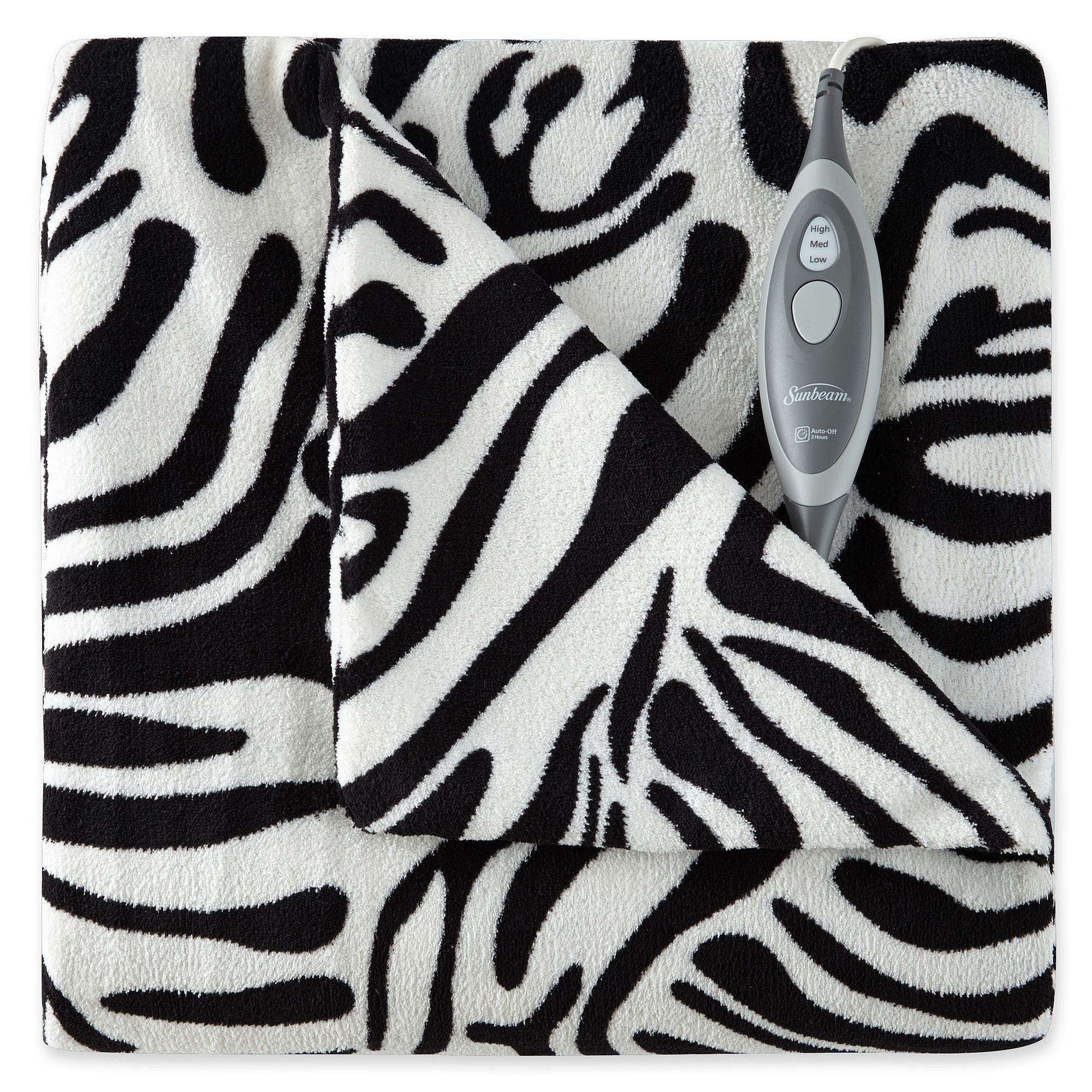 UPC 027045760935 product image for Sunbeam Heated Zebra Plush Throw | upcitemdb.com