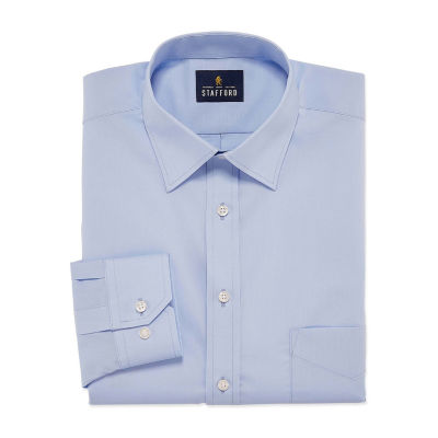 NWT STAFFORD EASY CARE BROADCLOTH DRESS SHIRT FITTED Multi-Windowpane Bl Gr.