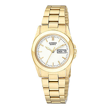 Citizen® Womens White Dial Gold-Tone Stainless Steel