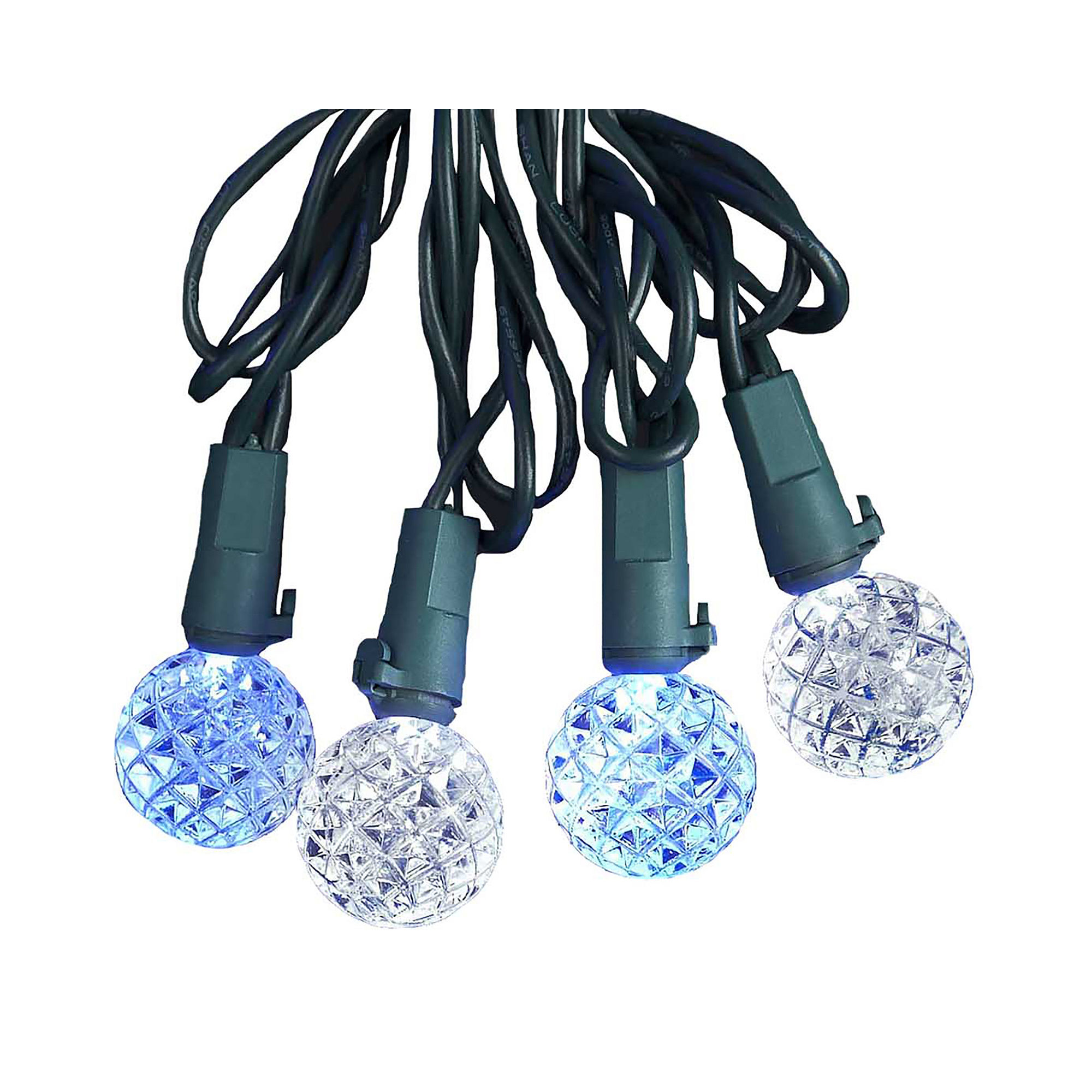 UPC 086131211140 product image for Kurt Adler 25-Light LED G8 White and Blue Diamond Cut Light Set | upcitemdb.com
