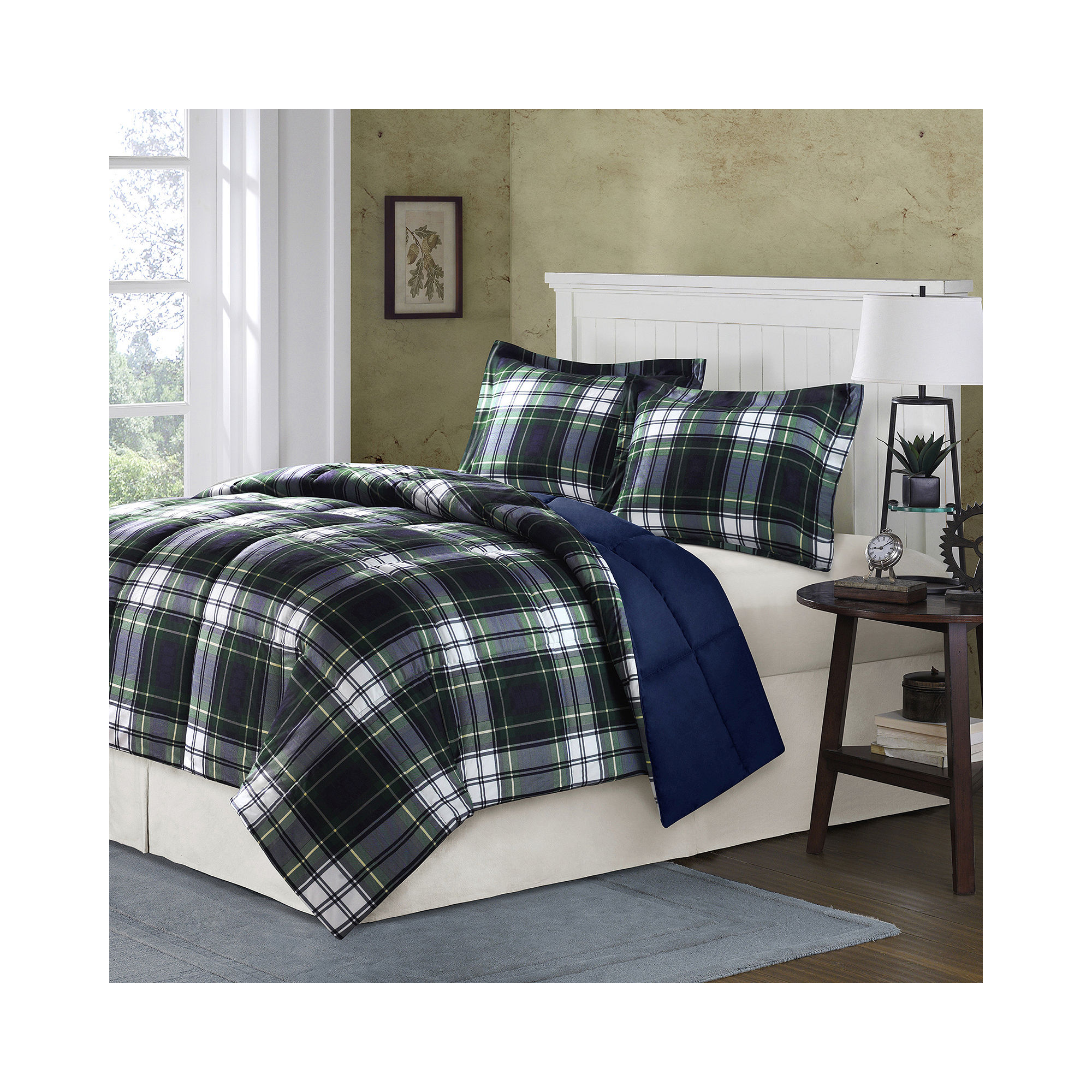 Hartford Navy Plaid Down-Alternative Comforter Set