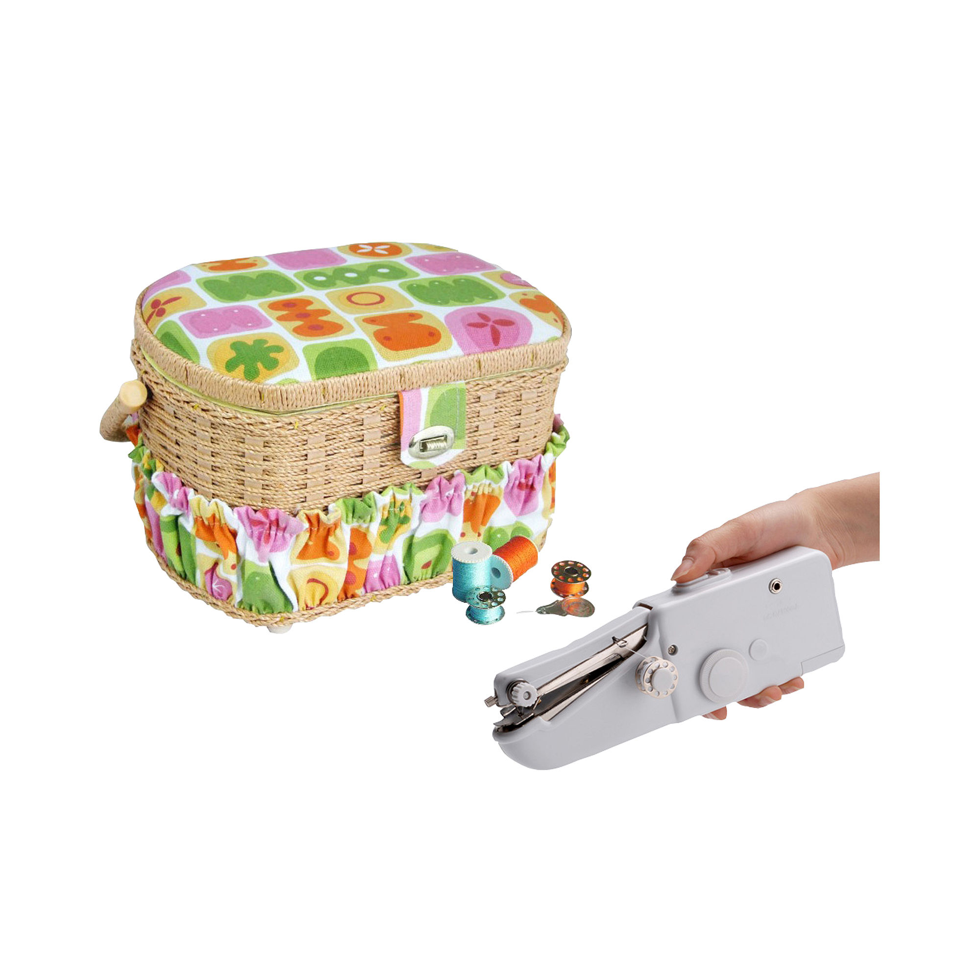 Michley 42-pc. Sewing Basket & Handheld ZDML 2 Sewing Machine