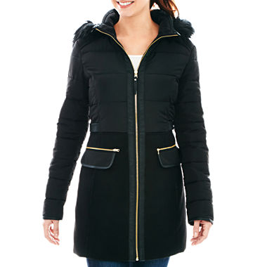 jcpenney | nicole by Nicole MillerÂ® Mixed Media Hooded Puffer ...