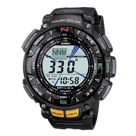 Casio Pathfinder Tough Solar Triple Sensor Mens Black Resin Strap Watch