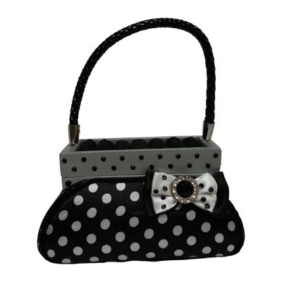 black and white polka dot purse