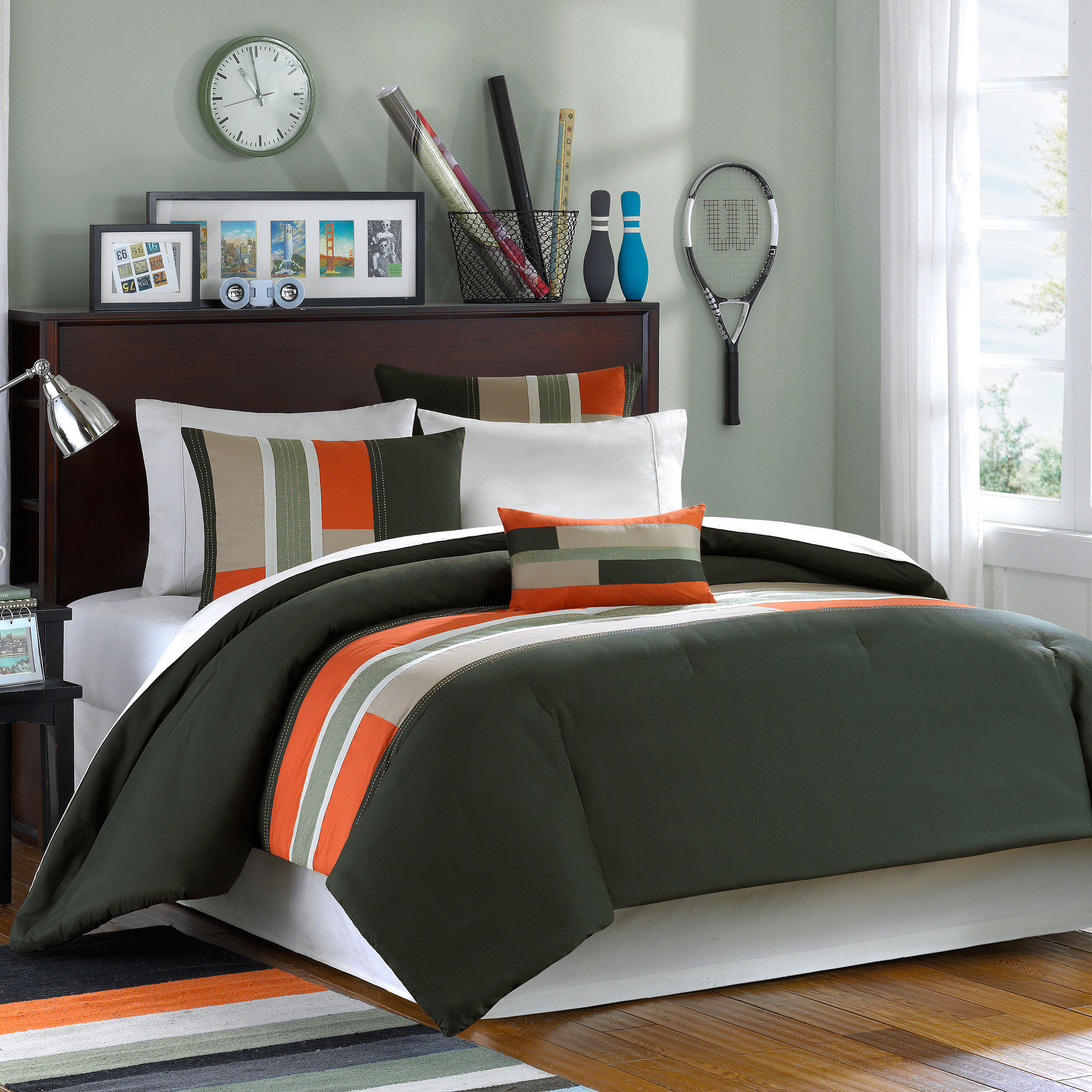 Mi Zone Circuit Olive Green Comforter Set