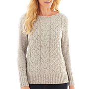 St. John’s Bay® Long-Sleeve Boatneck Cable Sweater