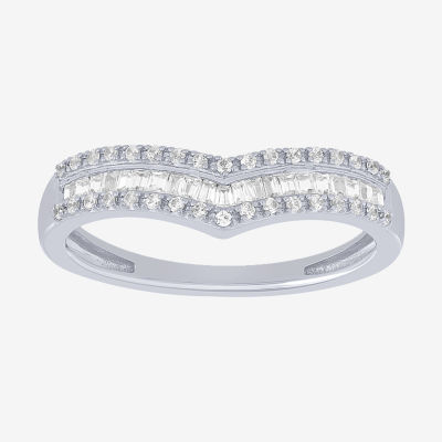 9ct White Gold Diamond Ring Double Row Diamond Wedding Ring Band 