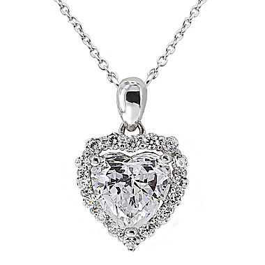 DiamonArt® Cubic Zirconia Sterling Silver Heart Halo