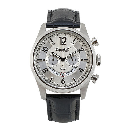 EAN 5013348508492 product image for Ingersoll Chelsea Mens White Dial Black Leather Strap Chronograph Watch | upcitemdb.com