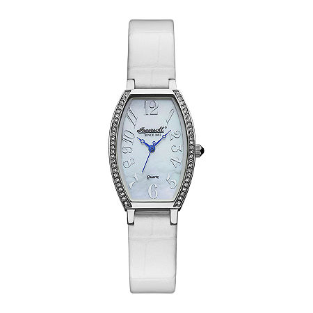 EAN 5013348508881 product image for Ingersoll Lansing Womens Crystal-Accent White Leather Strap Watch | upcitemdb.com