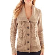 St. John's Bay® Button-Front Cable-Knit Cardigan
