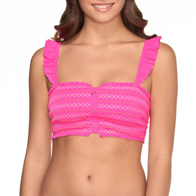 smocked bandeau swim top