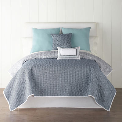 Jcpenney Home Ajanta Quilt Color Navy White Jcpenney