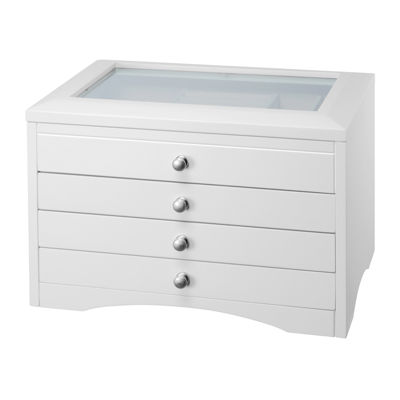 White Glass Top 3-Drawer Jewelry Box - JCPenney
