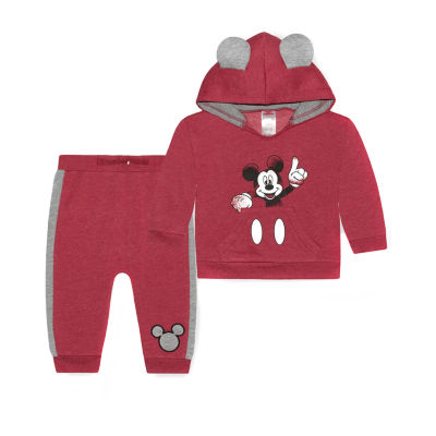 Disney Baby Boys Mickey Mouse Hoodie Fleece & Jogger 2-Piece Pant Set Newborn/Infant