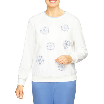 alfred dunner classics womens crew neck long sleeve sweatshirt