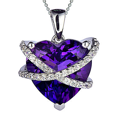 Lab-Created Amethyst and White Sapphire Wrapped Heart