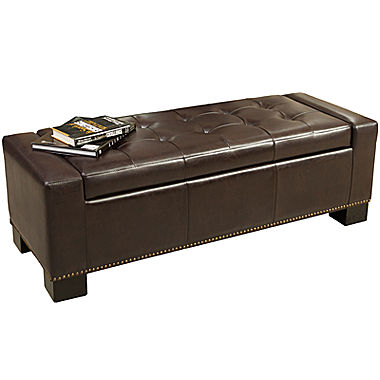 Slater Bonded Leather Storage Bench with Nailhead