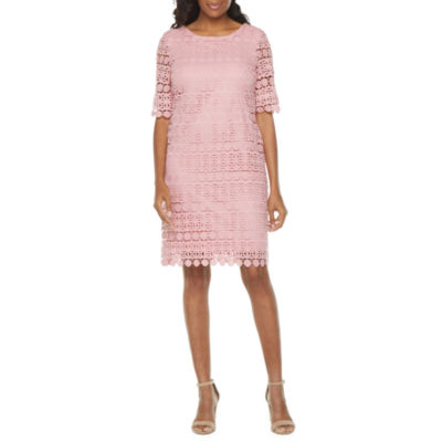 Studio 1 Short Sleeve Lace Sheath Dress 