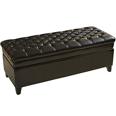 Lillian Tufted Bonded Leather Storage Bench 