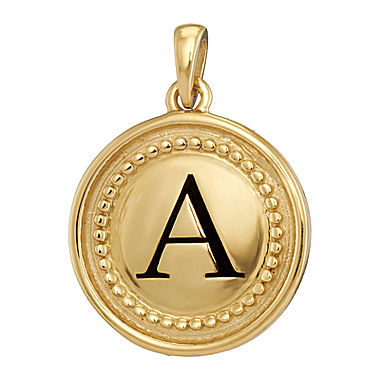 10K Yellow Gold Initial Disc Pendant Necklace
